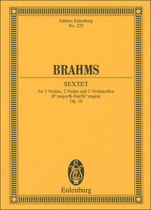 楽譜 ブラームス/弦楽六重奏曲 第1番 変ロ長調 作品18(【253153】/ETP 235/49009739/スタディ・スコア(小型スコア)/輸入楽譜(T))