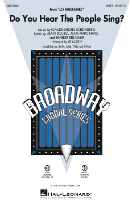 楽天市場 楽譜 民衆の歌 ミュージカル レ ミゼラブル より Satb 混声四部合唱 10 000円以上送料無料 Do You Hear The People Sing From Les Miserables Satb 輸入楽譜 ロケットミュージック 楽譜express