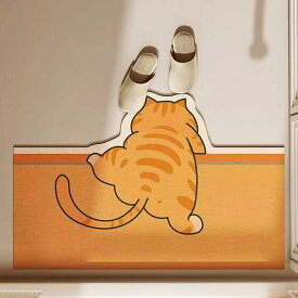 【送料無料】ねこタイプ 珪藻土バスマット ソフトタイプ 珪藻土マット ねこ 珪藻土 マット 猫 珪藻土 マット 洗える ねこ玄関マット 足拭きお風呂マット 速乾抗菌薄型 2サイズ