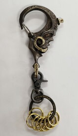 galcia / ガルシア KEYHOLDER "MEXICAN SKULL" LARGE TYPE BRASS Antique Black Coating TYPE MUSTACHE MEXICO ブラス カラベラ スカル ラージタイプ ヒゲ　メキシカン　ブラック　キーホルダー (KBLC-001BK)