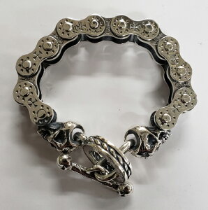 galcia / �K���V�A BRACELET  SKULL & MOTORCYCLE CHAIN  SILVER925 BRASS MEXICANSKULL ���L�V�J���X�J�� �V���o�[ �u���X�@�^�J�@�X�J���@���[�^�[�T�C�N���@�o�C�N�@�`�F�[���@�u���X���b�g SV925(20B-BR-MC001SS)/BRA