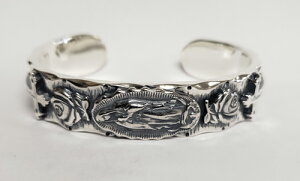 galcia / KVA " MARIA BANGLE (15mm) " SILVER 925 BRACELET CROSS ROSE OWL CALAVERA SKULL MEXICANSKULL LVJXJ }A NX [Y Jx XJ tNE  oO uXbg (17B-BR-MB01SS)