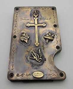 galcia MONEY CLIP CARD CASE  SWALLOW & 2 HEART  BRASS MEXICAN ACCESSORY �K���V�A �}�l�[�N���b�v�@�J�[�h�P�[�X�@�X�����[�@�X�o���@�n�[�g�@�\���� (25MCB002)
