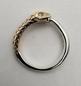 HΦS K18YELLOW GOLD & SILVER925 " OUROBOROS RING " DIAMOND SNAKE エイチファイエス　ウロボロスリング スネークリング ダイアモンド　K18イエローゴールド　＆　シルバー925　　(25HS-R-UB01-K18YG&SV) ※こちらの商品は受注生産になります。
