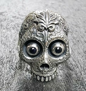 galcia RING SKULLRING AGAVE & SKULL BLACK SAPPHIRE 2mm CALAVERA �K���V�A�@�X�J�������O�@�����O�@�V���o�[925 �A�K�x�@�����E�[�c�����@�u���b�N�T�t�@�C�A�@(24R-MSK102SS)�@��������̏��i�͎󒍐���i�̈�