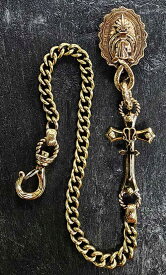 galcia / ガルシア " CONCHO & AGAVE WALLET CHAIN " BRASS HORSE HORSESHOE CROSS ブラス コンチョ アガヴェ ホース ホースシュー 蹄鉄 馬蹄 クロス ナイト メキシカン ウォレット チェーン (19WC-CHH002BB)