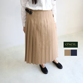 O'NEIL OF DUBLIN オニールオブダブリン コットンローウエストプリーツラップスカート (LOW WAIST PLEATS WRAP SKIRT WITH PIN) NOD2411CP レディース ロングスカート 巻きスカート コットン 綿 80cm