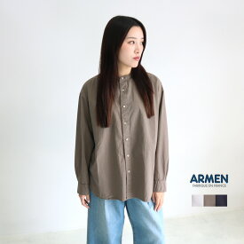 【楽天スーパーSALE限定】【50%OFF】ARMEN アーメン ユーティリティーバンドカラーシャツ INAM1702PD レディース ユニセックス 秋冬 オールシーズン ブラウス オーバーサイズ プレゼント ギフト