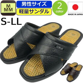 健康サンダル メンズ 日本製 サンダル エムスリー 軽量 M-THREE MMM イボイボサンダル 男性 ヘップサンダル 前空きサンダル コンフォートサンダル 軽い 靴 つっかけ オフィス履き 社内履き 黒 ブラック ブラウン 玄関履き シューズ オフィスサンダル 紳士 110