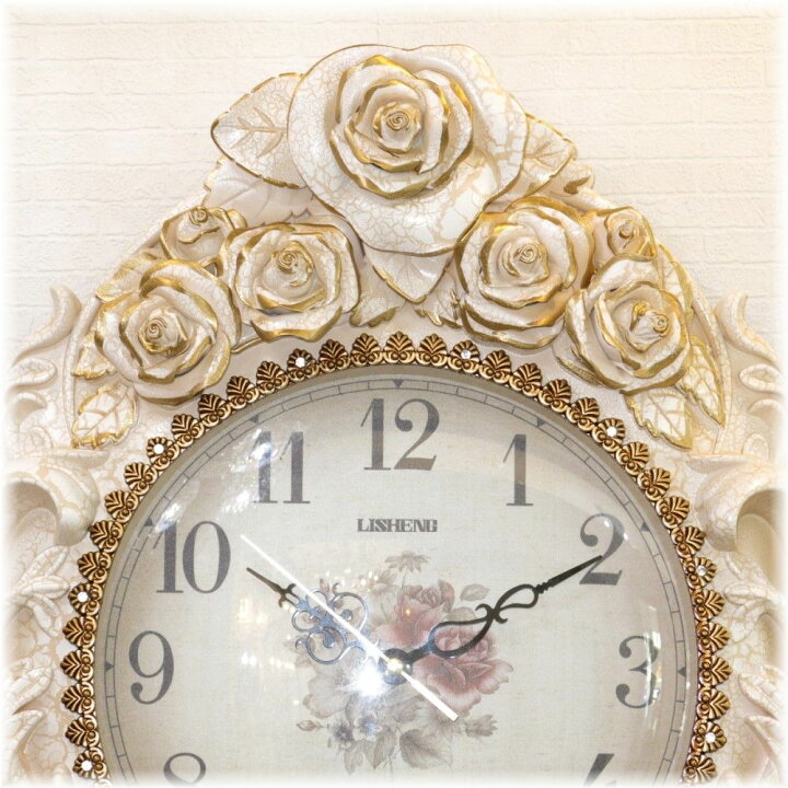 楽天市場 時計 壁掛け 壁掛け時計 時計 ウォッチ 壁時計 掛け時計 振り子時計 ウォールクロック 豪華 安い 北欧 アンティーク おしゃれ 可愛い 時計 アナログ 和室 洋室 送料無料 新品 可愛い 薔薇 モチーフ アンティーク 壁掛け時計 アンティーク ガレ