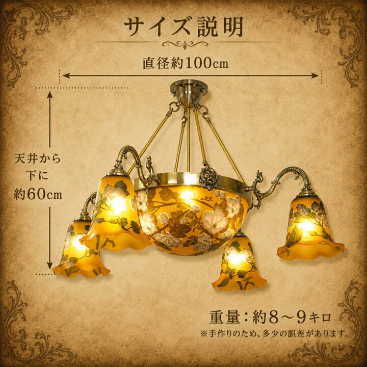 楽天市場】【期間限定pt3倍】ガレ風シャンデリア キャビネットライト 