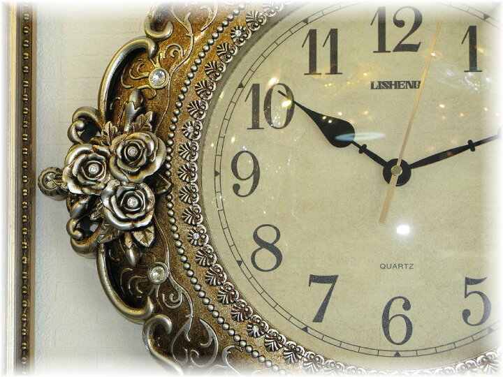 楽天市場 時計 壁掛け 壁掛け時計 時計 ウォッチ 壁時計 掛け時計 振り子時計 ウォールクロック 豪華 安い 北欧 アンティーク おしゃれ 可愛い 時計 アナログ 和室 洋室 送料無料 新品 可愛い 薔薇 モチーフ アンティーク 壁掛け時計 アンティーク ガレ