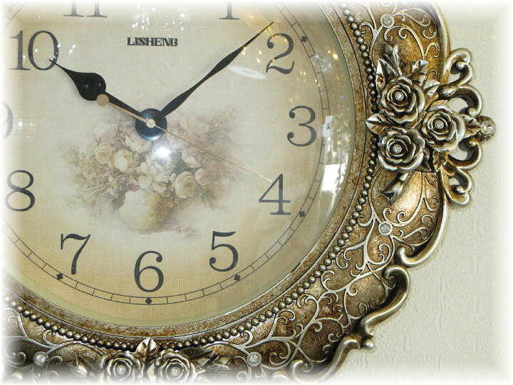 楽天市場 時計 壁掛け 壁掛け時計 時計 ウォッチ 壁時計 掛け時計 振り子時計 ウォールクロック 豪華 安い 北欧 アンティーク おしゃれ 可愛い 時計 アナログ 和室 洋室 送料無料 新品 可愛い 薔薇 モチーフ アンティーク 壁掛け時計 アンティーク ガレ