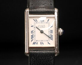 ★感謝祭 35万→27万★【USED】カルティエ - CARTIER - マスト タンク ルイ ローマン ホワイト 白 ブルー 青 ダイヤル 貴重 人気 美品 シルバー 銀 ホワイトゴールド WG　RGP / 革 クオーツ S M オーバーホール レディース ボーイズ ヴィンテージ アンティーク 腕時計 (中古)