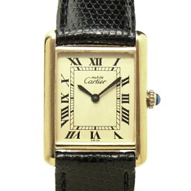 ★感謝祭 40万→29万★【USED】カルティエ - CARTIER - マスト タンク　ルイ　ローマン　アイボリー クリーム 白 系 貴重　人気　美品　YGP / 革 手巻　L M OH オーバーホール ボーイズ メンズ レディース　ヴィンテージ アンティーク　腕時計 (中古) ～出現イベント～