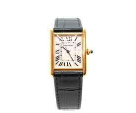 入荷！金無垢タンクルイ→109万【USED】カルティエ - CARTIER -　タンク ルイ Tank Louis LC　マスト　ローマン　デイト　ホワイト 白 ダイヤル　貴重　人気　美品　金 無垢 GOLD 18K YG / 革　クオーツ　L M 　ギャランティ　メンズ　ボーイズ　レディース　腕時計　(中古)
