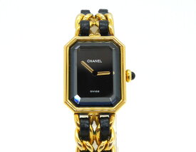 ★感謝祭 29万→20万★【USED】シャネル - CHANEL - プルミエール　Premiere　M　金 ゴールド　スクエア レクタングル 黒 ブラック　貴重 人気 美品　YGP / 革　QZ クオーツ　オーバーホール　レディース　腕時計　(中古)　～出現イベント～