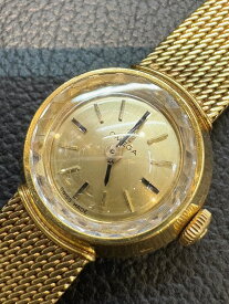 ★海外随一価格 48万★【USED】オメガ - OMEGA - アンティーク ジュネーブ ラウンド 金 イエロー ゴールド 無垢 カクテル カット 希少 1960年代製　人気 美品　18K YG　ブレス　手巻　オーバーホール　レディース ヴィンテージ ジュエリー 腕時計 (中古)