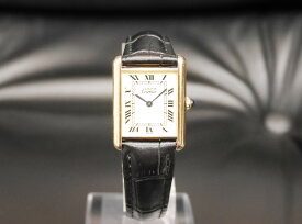 ★感謝祭 35万→27万★【USED】カルティエ - CARTIER - マスト タンク ルイ　ローマン　アイボリー クリーム 白 系 貴重 人気 美品　YGP / 革 QZ クオーツ　L M OH オーバーホール ボーイズ メンズ レディース　ヴィンテージ アンティーク 腕時計 (中古) ～出現イベント～
