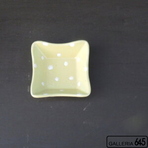 3寸ドット角鉢(黄):安里貴美枝:081027