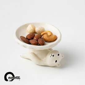 ま工房　動物　豆皿　しろくま　作家 手作 日本製　鍋のお供 牧田亮