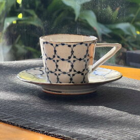 砥部焼　カップ＆ソーサー　染付 丸文　陶器　陶彩窯