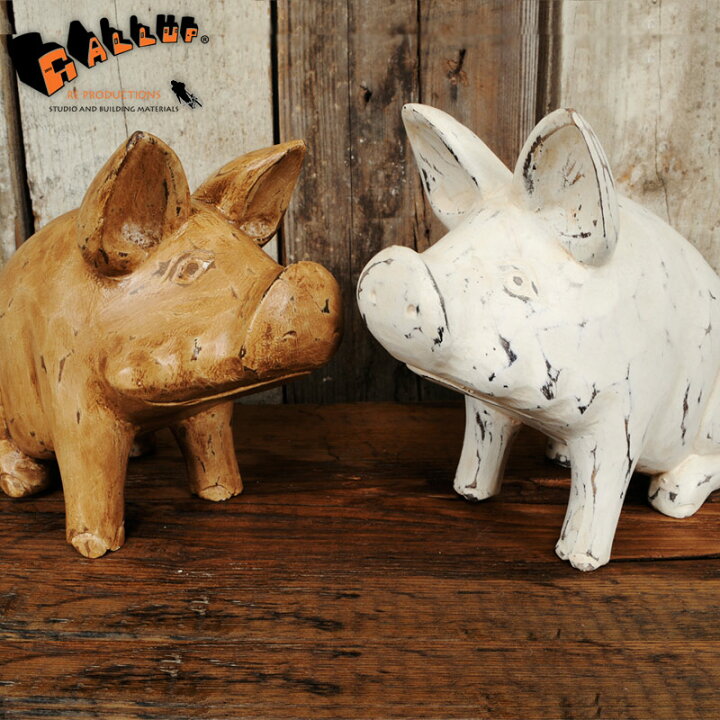 楽天市場】ウッドカービング ピッグ (L)【 豚 ぶた ブタ PIG 木彫り 