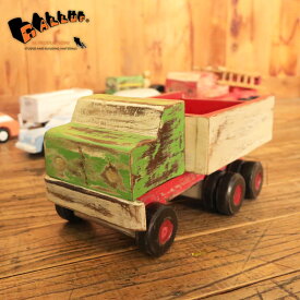 ウッドカービング ダンプトラック【車 はたらく くるま ダンプカー 工事車両 運搬 カートイ 木彫り おもちゃ インテリア雑貨 木製 アンティーク調 手作り 子ども 遊び ディスプレイ ギフト プレゼント バリ島】