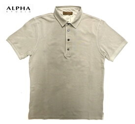 ALPHA STUDIO (アルファ スタジオ) ウォッシュド加工 半袖 ポロシャツ グレーベージュ