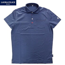 LAURA FELICE(ラウラ フェリーチェ)特殊素材(ROYAL COOL)使用半袖ポロシャツ/ネイビー