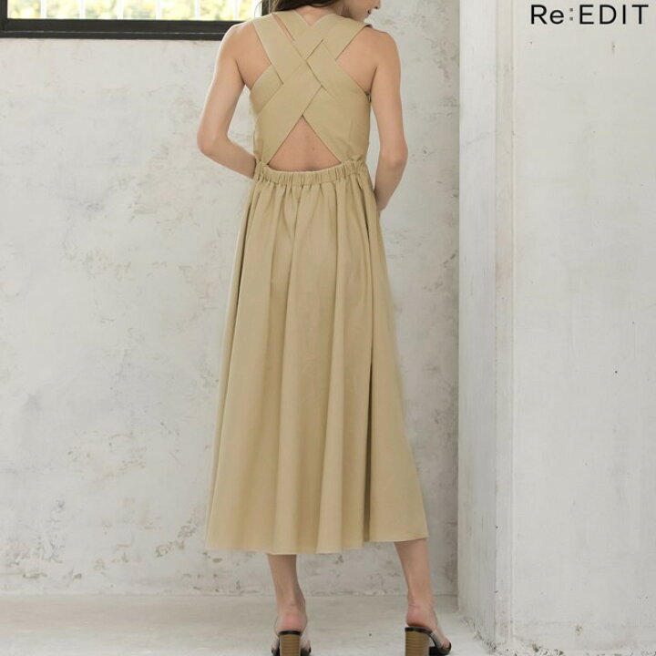 楽天市場 後ろ姿で魅せる大人のリゾートワンピースs M Lサイズ リネンタッチバックコンシャスワンピース レディース 春 夏 ワンピース コットンリネン 綿麻 フレア ロング 背中 開き リゾート 海 Re Edit リエディ