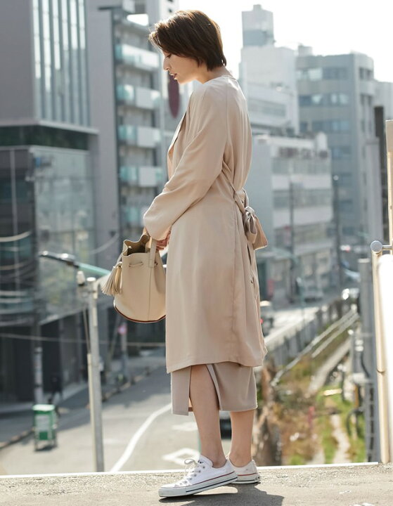 楽天市場 リラクシーな抜け感が魅力のスプリングコートmサイズ ツイルラグランロングガウンコート レディース 春 夏 ロングコート ラグランスリーブ ガウンコート アウター Re Edit リエディ