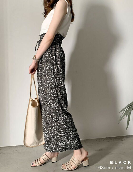 楽天市場 美しい落ち感とシルエットが魅力m Lサイズ ヴィンテージサテン小花柄ワイドパンツ レディース 春 夏 ワイドパンツ パンツ 花柄 涼しい Re Edit リエディ