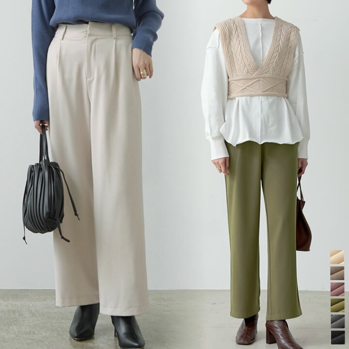 楽天市場 Sc M Mt Lサイズ 低身長向け 高身長向けサイズ有 ツイルセンタータックスラックスパンツ レディース パンツ スラックス ストレートパンツ タックパンツ スラックス 秋冬 A W Aw Re Edit リエディ