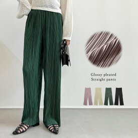 【好評につき延長！20%OFFクーポンご利用で2,399円】 SC-Lサイズ [飯豊まりえさん着用]裏地なしグロッシープリーツストレートPT レディース / パンツ 夏 春夏 5月 6月 キックフレアパンツ フレアパンツ