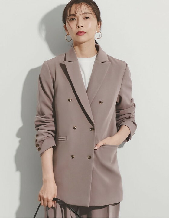 楽天市場 エレガントかつマニッシュなダブルジャケットm Lサイズ ウエストベルトダブルテーラードジャケット レディース 春 夏 通勤 オフィスカジュアル あす楽対応 Re Edit リエディ