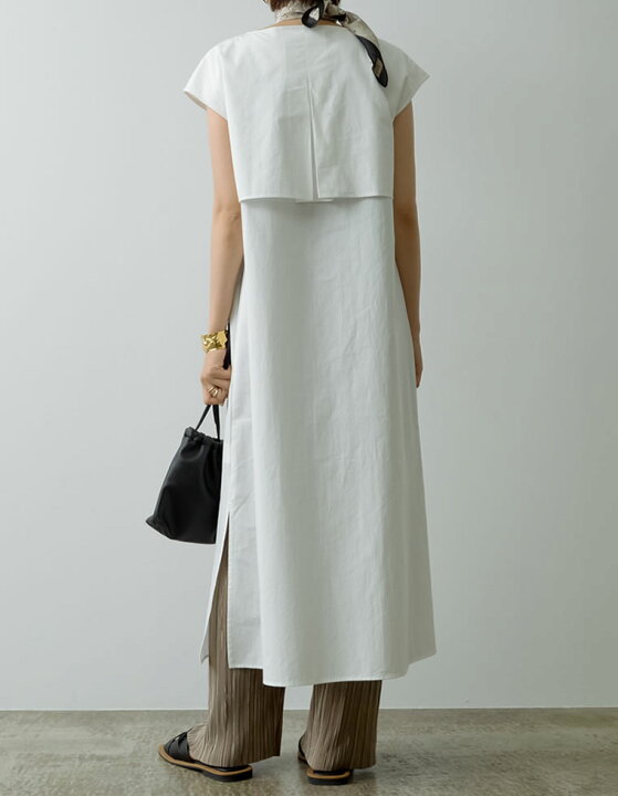 楽天市場 ケープデザインがトレンドライクなブロードワンピフリーサイズ ブロードケープワンピース レディース 春 夏 ワンピース ケープワンピース フレンチスリーブ ロング丈 サイドスリット 綿100 Re Edit リエディ