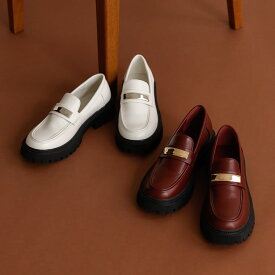 【全品MAX20%OFFクーポン】S（23.5cm相当）-LL（25cm相当）サイズ フェイクレザープラットフォームローファー レディース 春 夏 / シューズ ローファー プラットフォーム 厚底 秋 冬