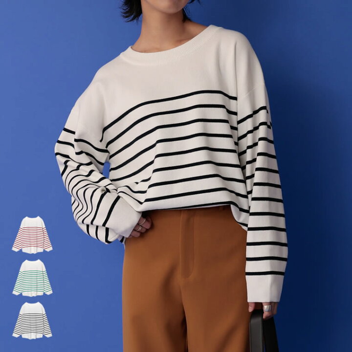 楽天市場 M Lサイズ ボーダーニットトップス レディース 春 夏 トップス ニット セーター ボーダートップス ニットトップス プルオーバー 長袖 22ss Re Edit リエディ