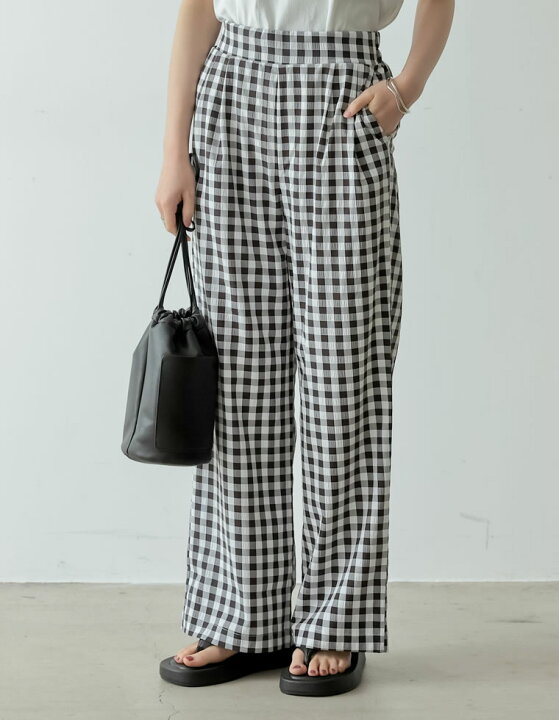 楽天市場 Outlet Sale 残りわずかの少量アイテム Mサイズ ギンガムチェックパンツ レディース バーゲン 在庫処分 春 夏 パンツ パンツ ギンガムチェック カラーチェック セットアップ ウエストバックゴム Re Edit リエディ