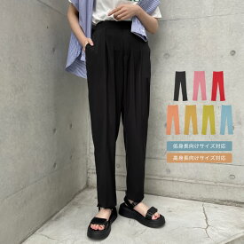 【SPRING FAIR】SC/M/MT/Lサイズ [低身長/高身長サイズ有]カラーツイルルーズテーパードパンツ レディース 春 夏 / パンツ テーパードパンツ イージーパンツ タックパンツ カラーパンツ ゆったりシルエット