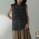 【SUMMER FAIR】M/Lサイズ メッシュミックスニットチュニック レディース 春 夏 / トップス ニット サマーニット メッシュニット トップス クルーネック メッシュニット ノースリーブ チュニック シアーニット レイヤード MIXカラー[mb]