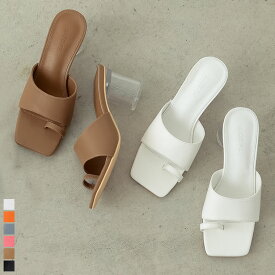 【OUTLET】S-3Lサイズ [大きいサイズ有]クリアヒールベルトトングサンダル レディース 春 夏 シューズ サンダル トングサンダル スクエアトゥ クリアヒール