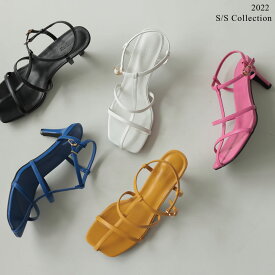 XS-3Lサイズ [2022S/S COLLECTION]細ストラップミュールサンダル レディース 春 夏 / シューズ サンダル ミュール クッションソール 靴