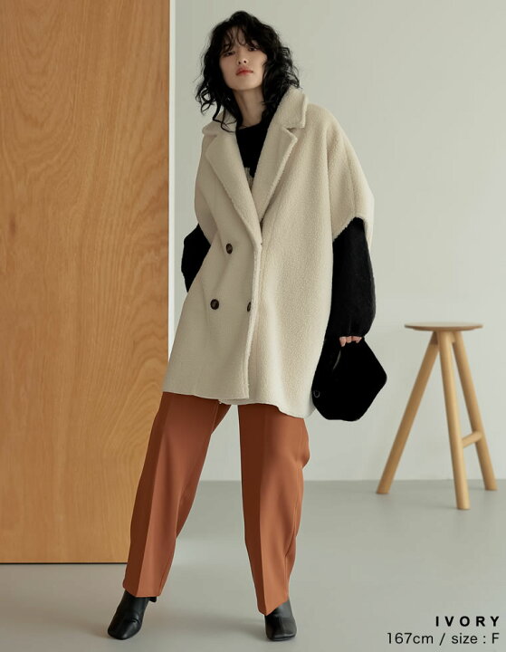 楽天市場】[2023A/W COLLECTION]フェイクムートンボアポンチョコート 
