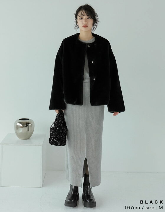 可愛い Anewsta ショート フェイクファー ジャケット JP-XL(M 