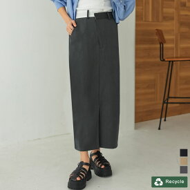 【全品2BUY15%OFFクーポン】【SUMMER FAIR】SC/M/MT/Lサイズ [低身長/高身長サイズ有][洗濯機で洗える]リサイクルツイルウエストデザインスリットナロースカート レディース 春 夏 / スカート ナロースカート タイトスカート スリット オフィスカジュアル