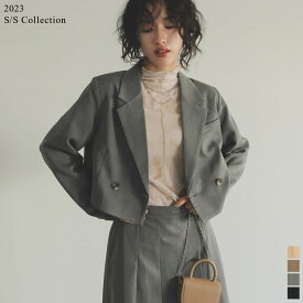 【SPRING FAIR】M/Lサイズ [2023S/S COLLECTION]ショート丈テーラードジャケット レディース 春 夏 / ジャケット アウター テーラードジャケット セットアップ オケージョン セレモニー 結婚式 オフィスカジュアル スーツ ママスーツ