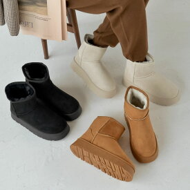 【クリスマスフェア！2BUY20%OFFクーポンで最大3599円】[新色追加]S-3Lサイズ [大きいサイズ有]厚底ショートムートンブーツ レディース 秋 冬 シューズ ブーツ ムートンブーツ ショートブーツ プラットフォーム 厚底ブーツ 軽量フェイクファー スウェード フェイクムートン
