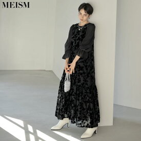 【マラソン限定 1,000円OFFクーポン対象】SC/M/Lサイズ [2023-24 WINTER COLLECTION][MEISM by Re:EDIT][低身長サイズ有]シアーフラワーティアードワンピース レディース 秋 冬 / ワンピース ドレス パーティドレス